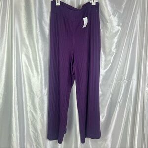 Lane Bryant LIVI Purple Hacci Rib Knit Wide Leg Lounge Pants 26/28 NWT